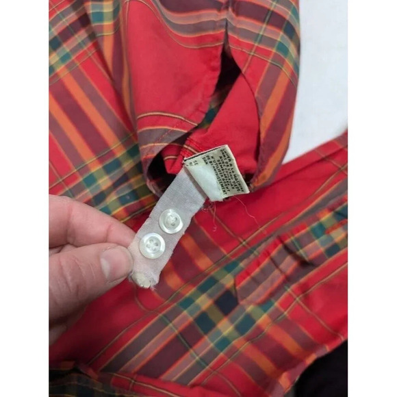 Eddie Bauer Christmas Plaid button up, red green yellow festive women's XS C11 - Picture 7 of 11